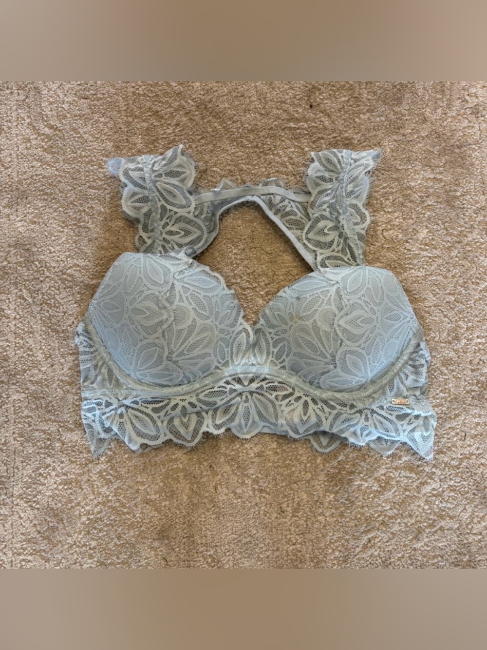 Victoria secret baby blue lace bralette with padding size small